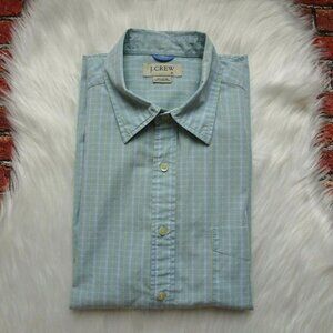 J. Crew Men's Plaid Button-Down Shirt Top Short Sleeves Career Casual Relaxed XL